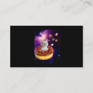Cute Cat Inside Donut In Space Kitty Lovers Visitenkarte