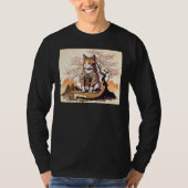 cute cat Japanese Aesthetic Sakura Cherry Blossoms T-Shirt (Vorderseite)