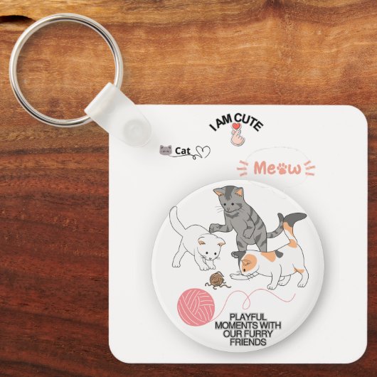 Cute Cat Keychain – Adorable Kitty Charm for key Schlüsselanhänger (Vorderseite)
