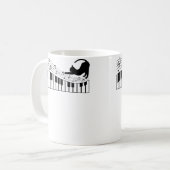 Cute Cat Kitty Playing Piano Music Clef Pianist Mu Kaffeetasse (Vorderseite Links)