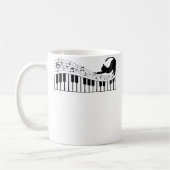 Cute Cat Kitty Playing Piano Music Clef Pianist Mu Kaffeetasse (Links)