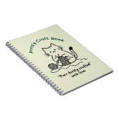 Cute Cat Knitting Craft Book Light Green Design Notizblock (Rechte Seite)