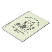 Cute Cat Knitting Craft Book Light Green Design Notizblock (Linke Seite)