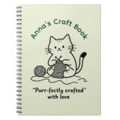 Cute Cat Knitting Craft Book Light Green Design Notizblock (Vorderseite)