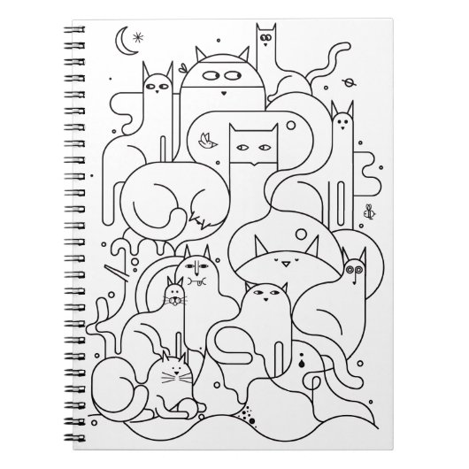 Cute Cat Line Art Coloring Notebook Notizblock (Vorderseite)