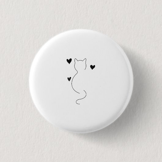 Cute cat line drawing, with three hearts button (Vorderseite)
