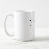 Cute cat line drawing, with three hearts kaffeetasse (Links)