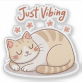 Cute Cat Loaf Sticker | Just Vibing Cozy Cat Decal (Vorderseite)