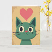 Cute Cat Love Heart Card Karte (Gelbe Blume)