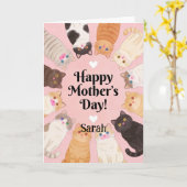 Cute Cat Lover Happy Mothers Day  Karte (Gelbe Blume)