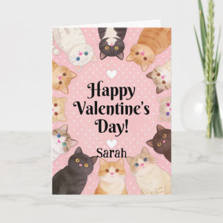 Cute Cat Lover Polka Dots Happy Valentine's Day  Karte