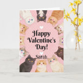 Cute Cat Lover Polka Dots Happy Valentine's Day  Karte (Gelbe Blume)