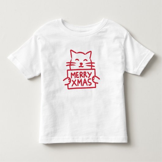 Cute Cat Merry Xmas Kleinkind T-shirt (Vorderseite)