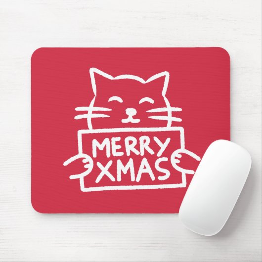 Cute Cat Merry Xmas Mousepad (Mit Mouse)