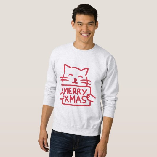 Cute Cat Merry Xmas Sweatshirt (Vorne ganz)