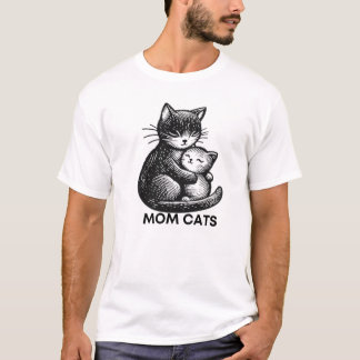 Cute Cat Mom Aesthetic Illustration Shirt