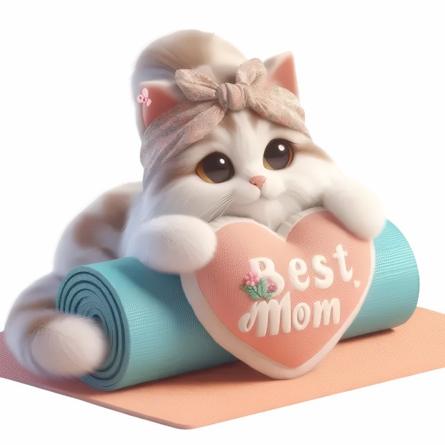 Cute Cat Mom Heart Pillow – Sweet Gift Decor Rundes Kissen (Von Creator hochgeladen)