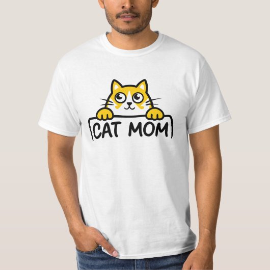 Cute "Cat Mom" Peeking Cat Cartoon T-Shirt (Vorderseite)