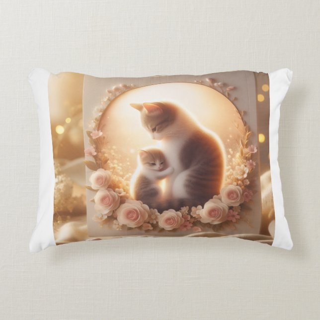 Cute Cat Mom Throw Pillow – Gift for Mom Dekokissen (Vorderseite)