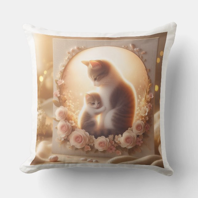 Cute Cat Mom Throw Pillow – Mother’s Day Gift Kissen (Vorderseite)