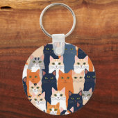 Cute Cat Monogram Schlüsselanhänger (Rückseite)