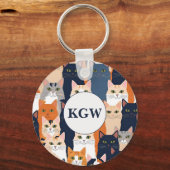 Cute Cat Monogram Schlüsselanhänger (Vorderseite)