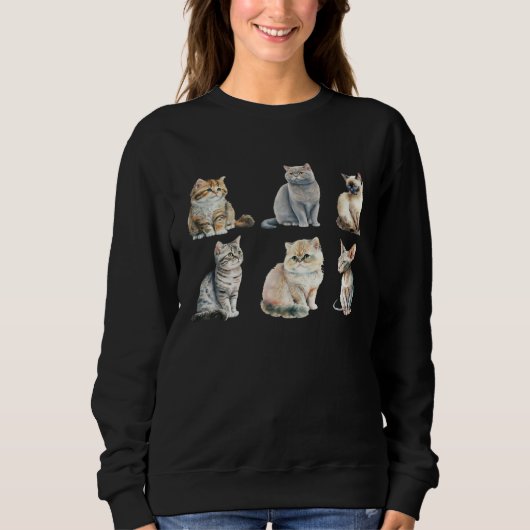 Cute Cat Motifs Cat Sweatshirt (Vorderseite)