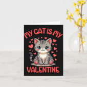 Cute Cat, My Cat Is My Valentine, Single For Valen Karte (Gelbe Blume)