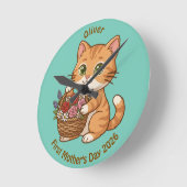 Cute Cat Nursery Wall Clock: Baby Gift Runde Wanduhr (Winkel)