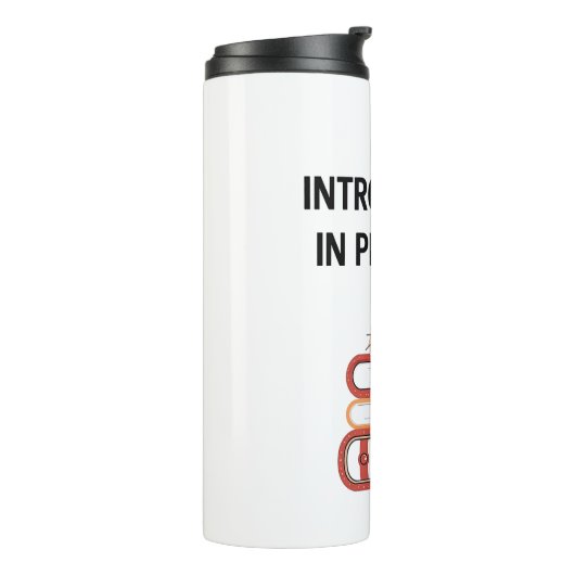 Cute Cat on Books "Introvert in Progress" Thermosbecher (Nach links gedreht)