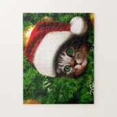 Cute Cat on Christmas tree Puzzle (Vertikal)