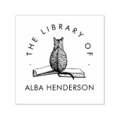 Cute Cat on the Book Modern Library Permastempel (Design)