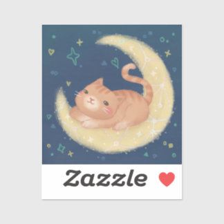 Cute Cat on the Moon Aufkleber