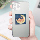 Cute Cat on the Moon Aufkleber (Telefon)