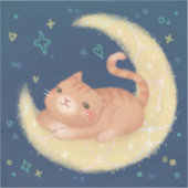 Cute Cat on the Moon Aufkleber (Vorderseite)