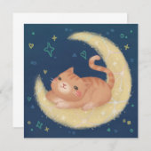 Cute Cat on the Moon Einladung (Vorne/Hinten)