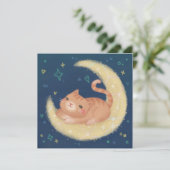 Cute Cat on the Moon Einladung (Stehend Vorderseite)