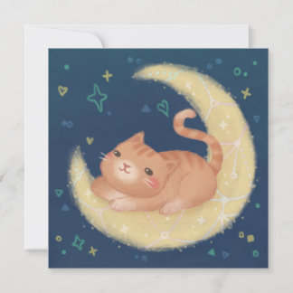 Cute Cat on the Moon Einladung