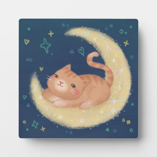 Cute Cat on the Moon Fotoplatte (Vorderseite)