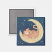 Cute Cat on the Moon Magnet (Vorderseite/Rückseite)