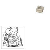 Cute Cat on top of Stack of Books 1x1 Gummistempel (Stempel)