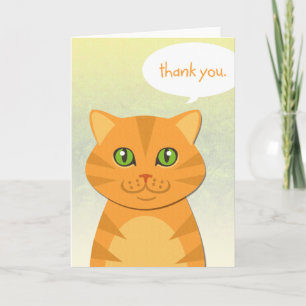 Cute Cat Orange Tabby Thank You Greeting Card Dankeskarte