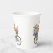 Cute Cat Paper Cup – Floral Bike Party Design Pappbecher (Rechts)