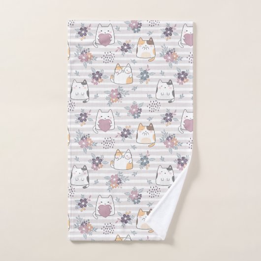 Cute cat pattern badhandtuch set (Handtuch)
