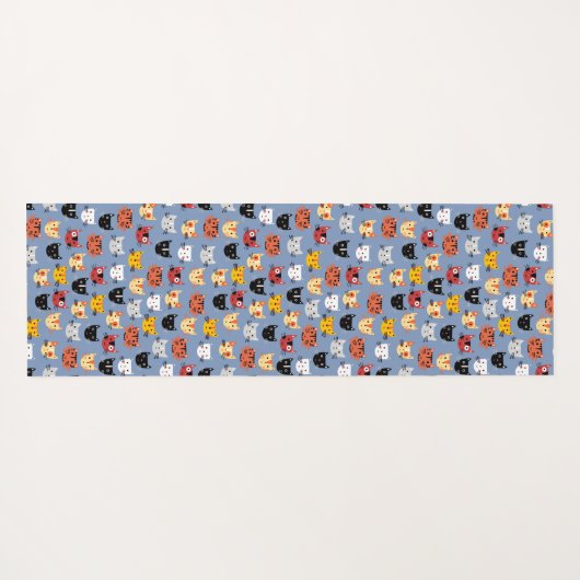 Cute Cat Pattern Blue Yogamatte (Rückseite (Horizontal))