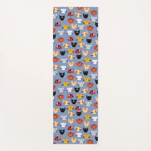 Cute Cat Pattern Blue Yogamatte (Vorderseite)