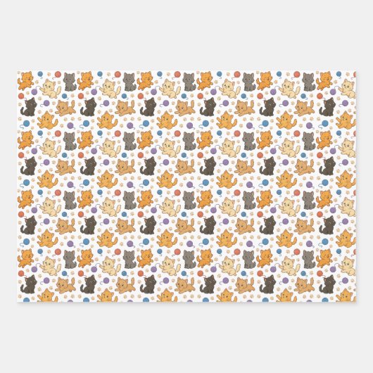 Cute Cat Pattern Geschenkpapier Set (Vorderseite 2)