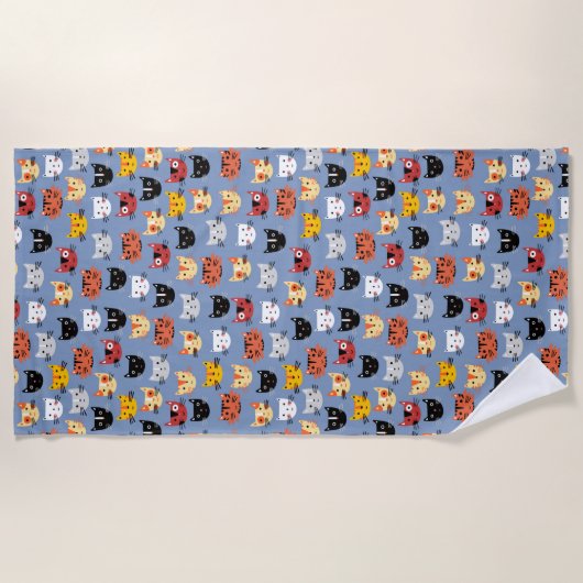 Cute Cat Pattern Strandtuch (Vorderseite)