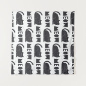 cute cat pattern. Vintage illustration Wandteppich (Vorderseite (Horizontal))