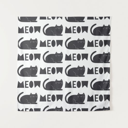 cute cat pattern. Vintage illustration Wandteppich (Vorderseite)